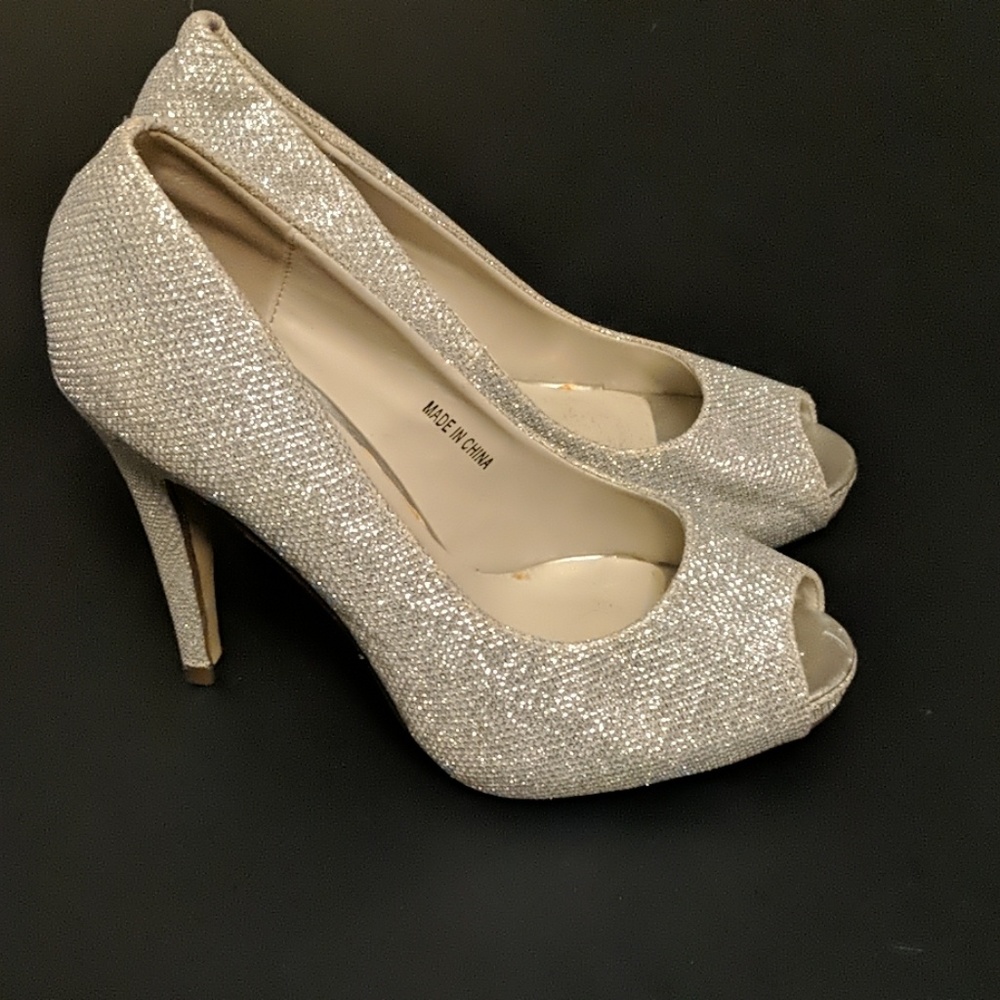 PINK PARADOX * LONDON GOLD PLATFORM PEEP TOE HEELS